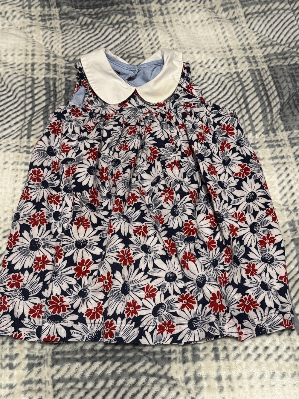 Tommy Hilfiger Girls Navy Floral Peter Pan Collar Dress Top